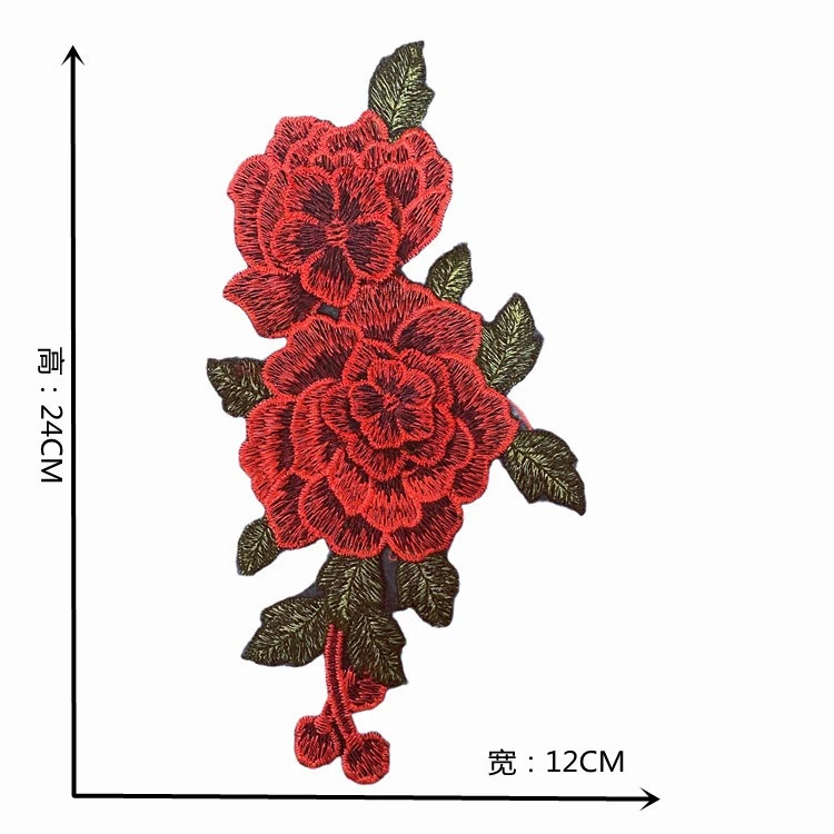 1 Pair Embroidery Rose Flower Sew On Patch - Image 4 of 4