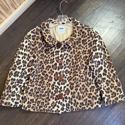 Moschino Cheap and Chic Vintage 90s/Y2K Leopard Print Crop Blazer Jacket US 10