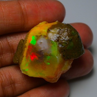 Ethiopian Oil Opal Specimen  59.65  cts Natural Rough Gemstone - Fire Opal Roug