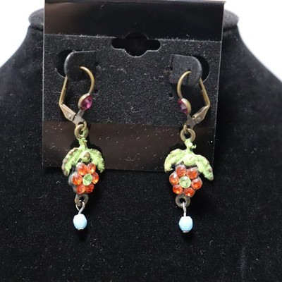 Unbranded Floral Fruit Drop Earrings Women OS Multi Rhinestone Lever Back Boho