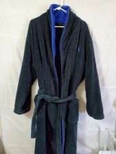 Polo Ralph Lauren Belted Bath Robe One Size Mens L/XL Black Heavy Weight Pony