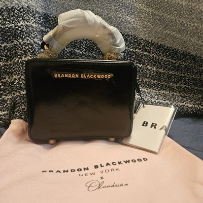 NWT Olandria x Brandon Blackwood Black O-Zip Mini Trunk Bag