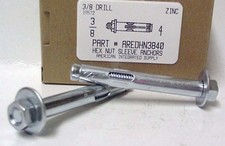 3/8x4 HEX NUT SLEEVE ANCHORS STEEL ZINC PLATED (5)