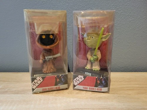 Star Wars Jawa Yoda Wacky Wobbler Bobble Head Lot Funko 2007 2008