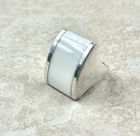 Italy 925 Sterling Silver Big Ring with White Stone Size 5.75 Weight 19g