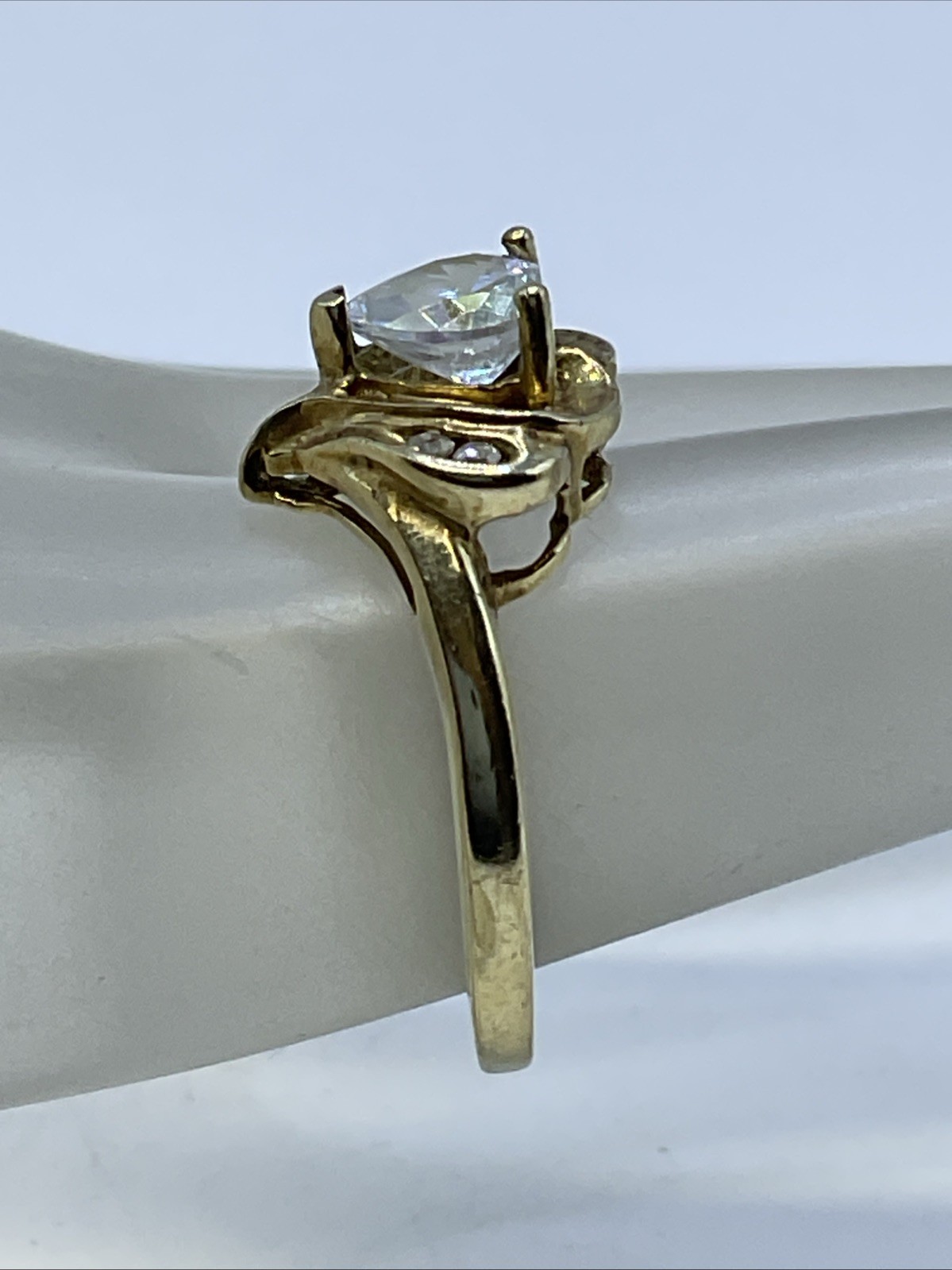 VINTAGE HANDMADE Solid 10K Yellow Ring Mystic CZ … - image 15