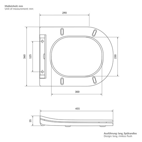 Spülrandloses Wand Hänge WC lang Nano-Beschichtung Toilette Softclose WC-Sitz - Bild 9 von 10