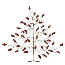20" TREE w/ LEAVES WALL ART SCULPTURE HANGING METAL COPPER BRASS Artisan Made 