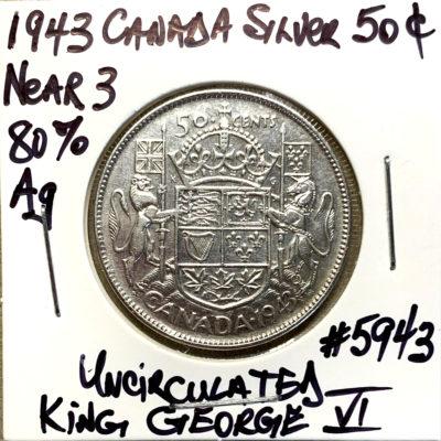 1943 Canada 50 Cent Piece UN 