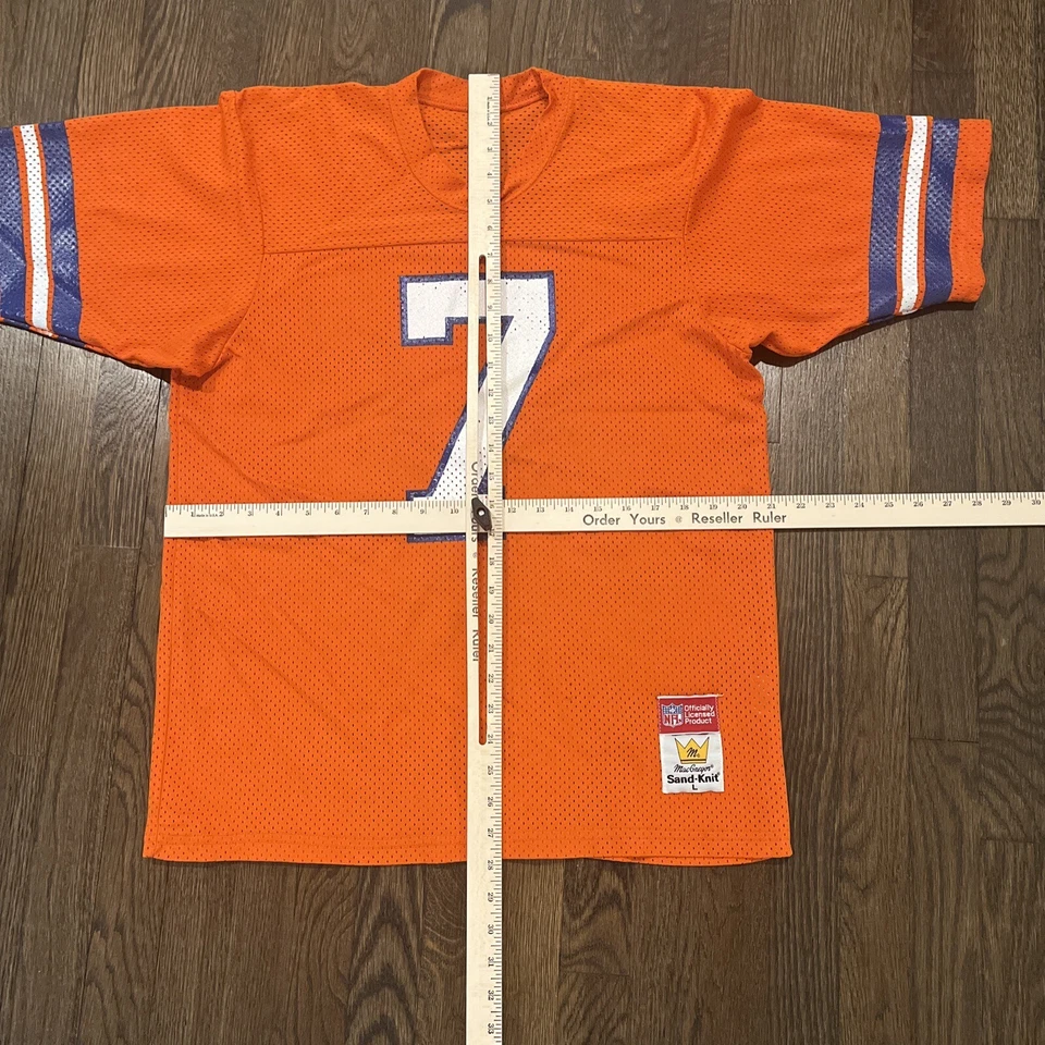 Camiseta Denver Broncos John Elway Grande Tejida Arena De Colección Naranja Para Hombre Foto 4 de 4