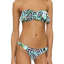 NWT 284 Mara Hoffman Green Aloe Sz L Ruffle Bandeau Bikini Top  sz M Hipster