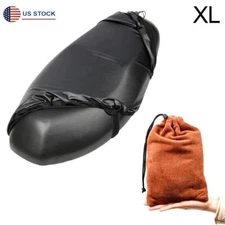 XL Black Motorcycle Seat Cushion Cover Protector With Towel Cloth Storage Bag