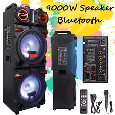 Dual 10  Subwoofer Bluetooth Speaker Rechargable Party Speaker w/ LED FM Karaok