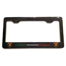Lamborghini Logos Only with Italy Stripe 2x2 Carbon Fiber License Plate Frame 