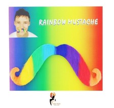 Self Adhesive RAINBOW  Gay Pride MOUSTACHE Facial Hair Fake LGBT Accessories