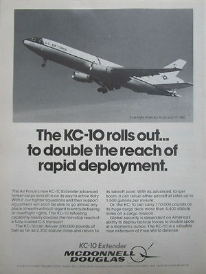 8/1980 PUB MCDONNELL DOUGLAS KC-10 EXTENDER FIRST FLIGHT USAF US AIR FORCE AD