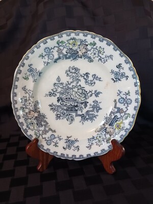 1880s Ashworth Brothers Hanley, England Mulberry Black Polychrome 10-1/4'' Plate