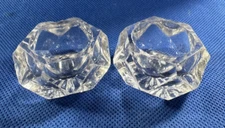 Pair of Antique Hexagonal Crystal Salt Dishes #205
