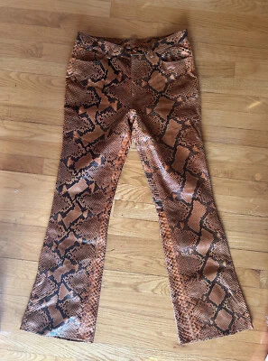 Animal Print Unisex Real snakeskin  Leather Python Pants Trousers XS - Photo 1/4
