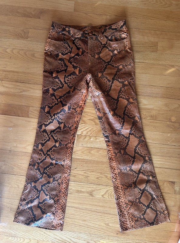 Animal Print Unisex Real snakeskin  Leather Python Pants Trousers XS