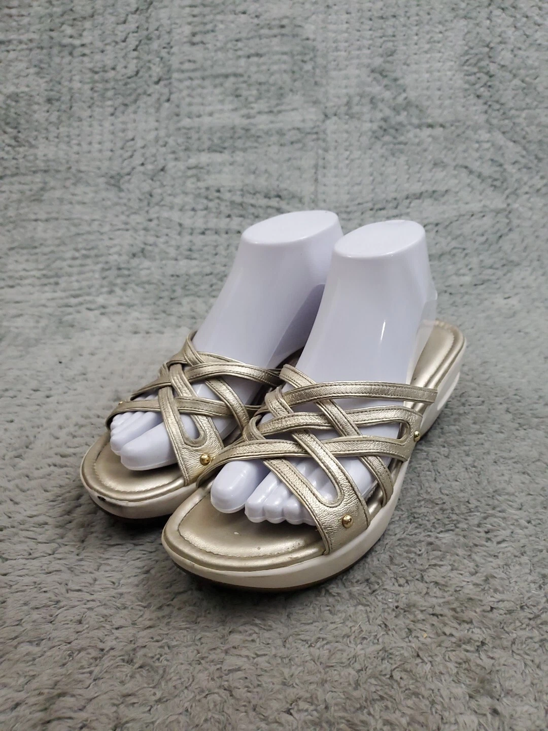 NIKE Sandali con zeppa Cole Haan donna taglia 8 AA oro pelle cinturino punta aperta