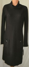 AB STUDIO SWEATER DRESS COWL NECK LONG SLV SOFT PULLOVER BLACK TUNIC L $ 69 NEW