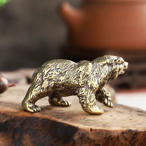 Massive Messing Bär Figur Statue Tierfiguren Spielzeug Haus Schreibtisch Deko* - Bild 5 von 6