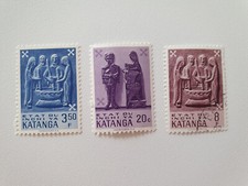 Lot de 3 timbres du Katanga état du Inchi Ya de 1961 TBE