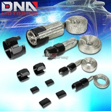 BRAIDED HOSE STAINLESS STEEL BLACK ENGINE DRESS UP KIT RADIATOR/VACUUM/FUEL