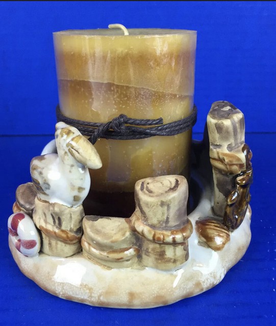 Kohl’s Coastal Beach Pillar Candle Holder Dock Boat Pelican for sale