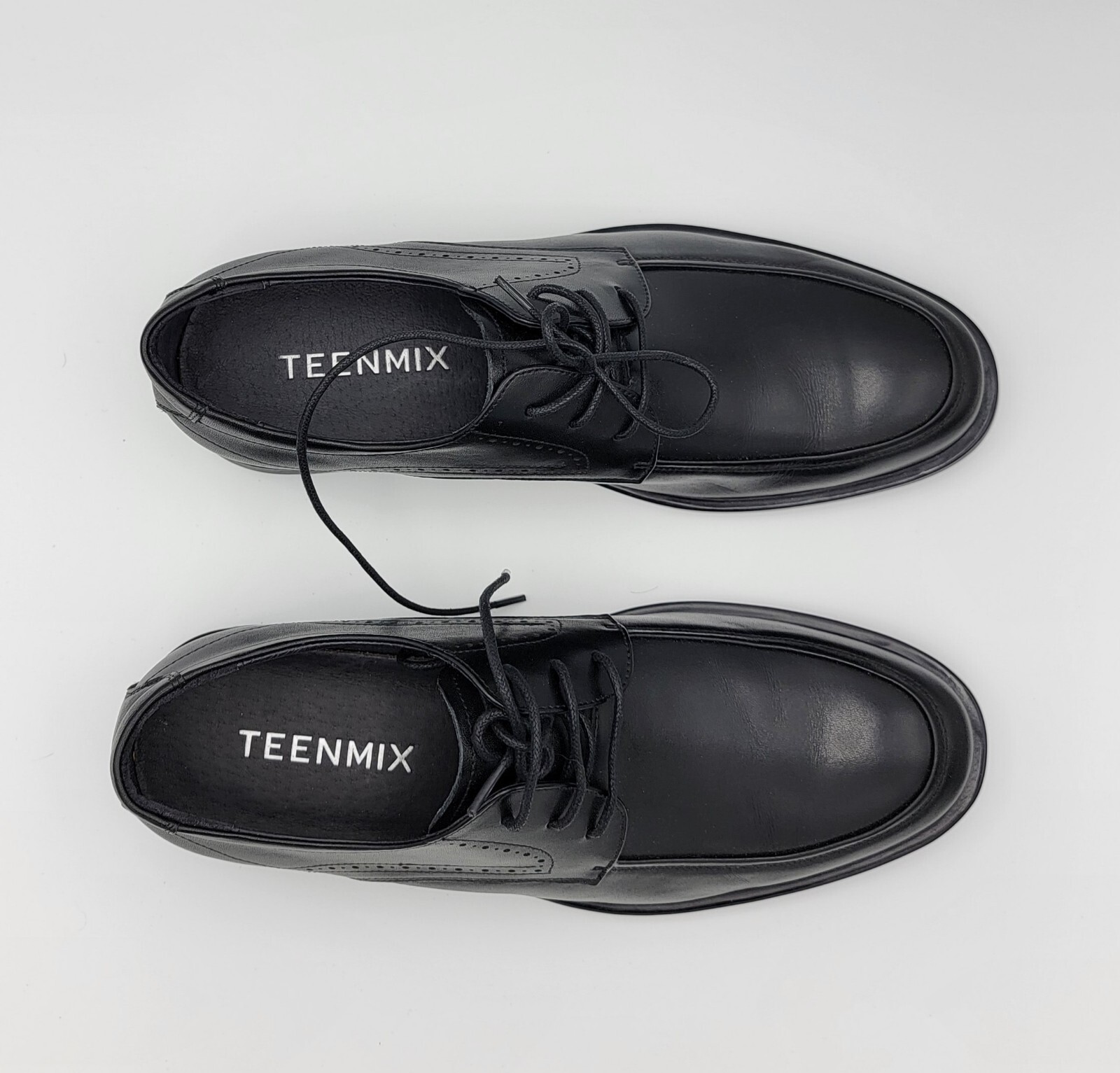 SAOLA Scarpe casual stringate derby in pelle nera Teenmix da uomo taglia 250 7M US 40EU NUOVE!