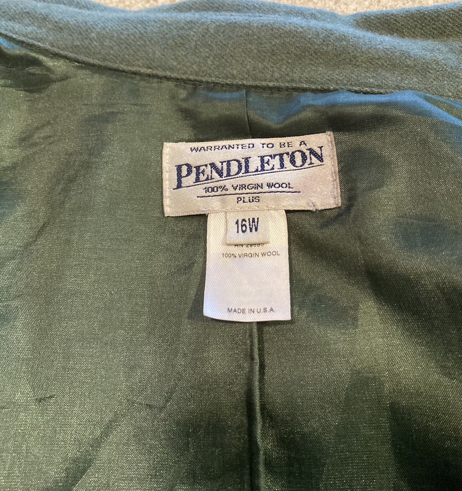 Pendleton Womens 16W Green Wool Jacket - image 7