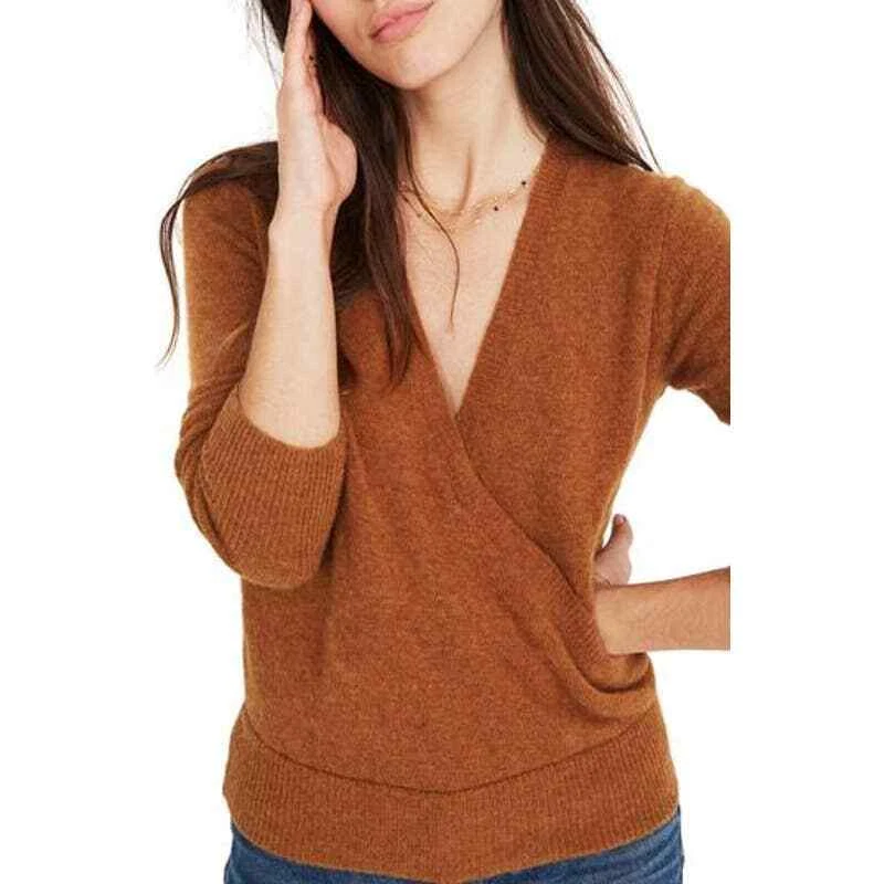 Madewell faux wrap sweater clearance