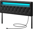 Headboard for Queen Size Bed with 60,000 DIY Color of LED Light, USB & Type C Po