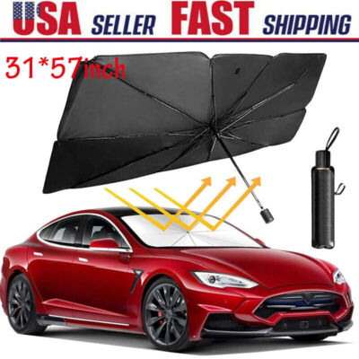 57'' Car Windshield Sun Shade Foldable Umbrella Front Window Cover Visor Umbrella