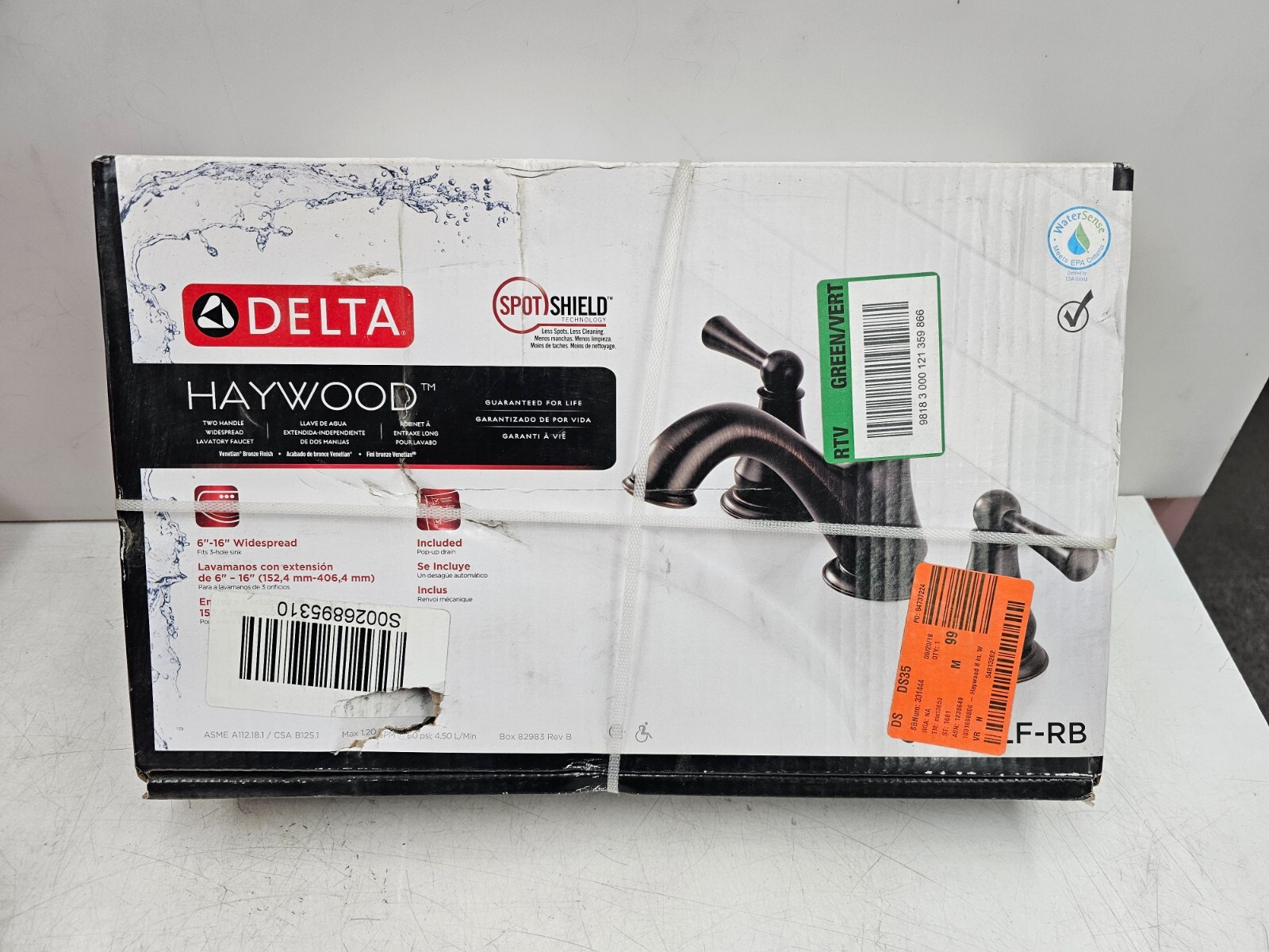 Delta (35999LFRB) Haywood 2Handle Widespread Bathroom Faucet w/ Drain