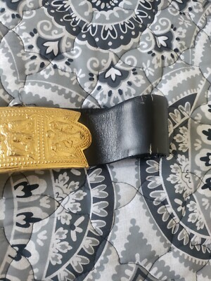 Vintage Judith Leiber Gold Buckle Leather Belt | eBay