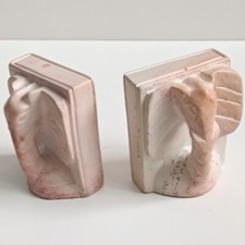  🍀Unique Small Marble Stone Elephant Bookends  8/6.5/5 Cm Used Good Condition 