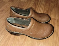 B.O.C. By BORN Concept Light Brown Leather Slip On Clogs Shoes Size 9m