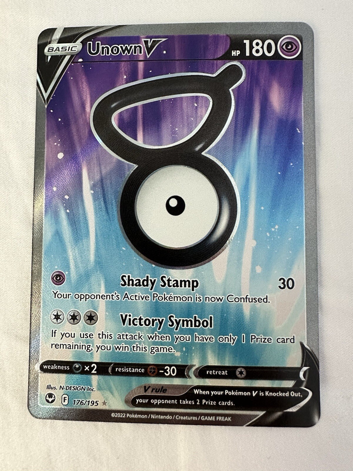 Unown V Full Art 176/195 NM Silver Tempest Pokemon Near Mint Ultra Rare NM