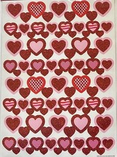 Valentine's Day Love Red Pink Glitter Hearts Stickers Planner Supply DIY Crafts