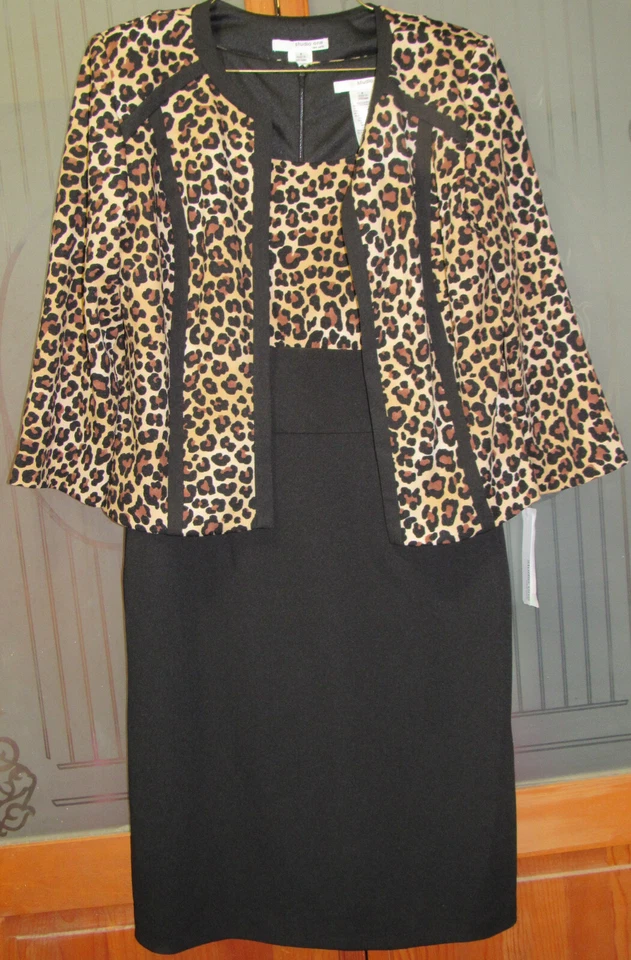 Studio One Нью-Йорк 2 изделия животных печати леопард платье/куртка - коричневый/черный - 8