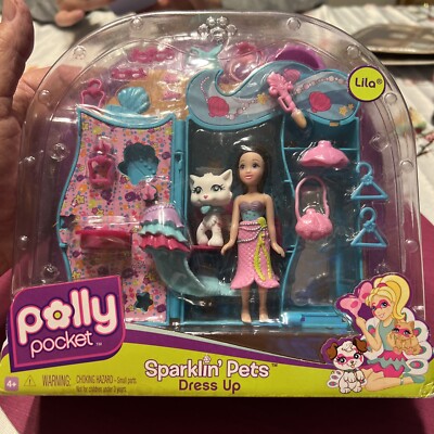 NIP 2008 Polly Pocket Sparklin' Pets Dress Up “Lila” Features