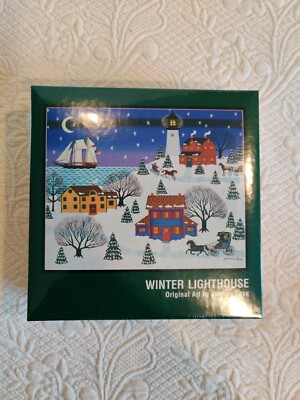 Winter Lighthouse 750 pc Jigsaw Puzzle Art by Joanne Case Christmas New Sealed