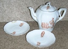 Child Teapot and Two Saucers Kewpies Bavaria Old Vintage Rose O'Neil
