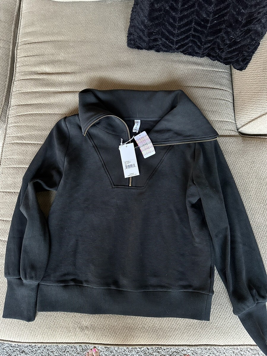 Varley Women's L Vine Pullover Ribbed Sweatshirt Half Zip Black NWT | eBay