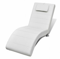 White Leather Chaise Longue + Pillow Sofa Bed Seat Living Room Decor Furniture White Leather Chaise Longue + Pillow Sofa Bed Seat Living Room Decor Furniture