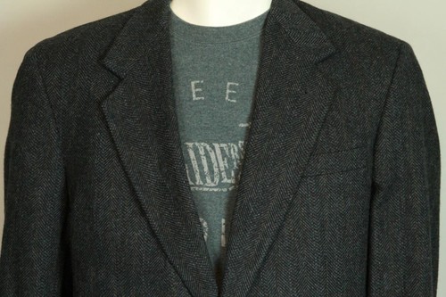 Men's BILL BLASS Lord&Taylor 100% Pure Wool Herringbone Suit Sport Blazer Jacket - Picture 11 of 12