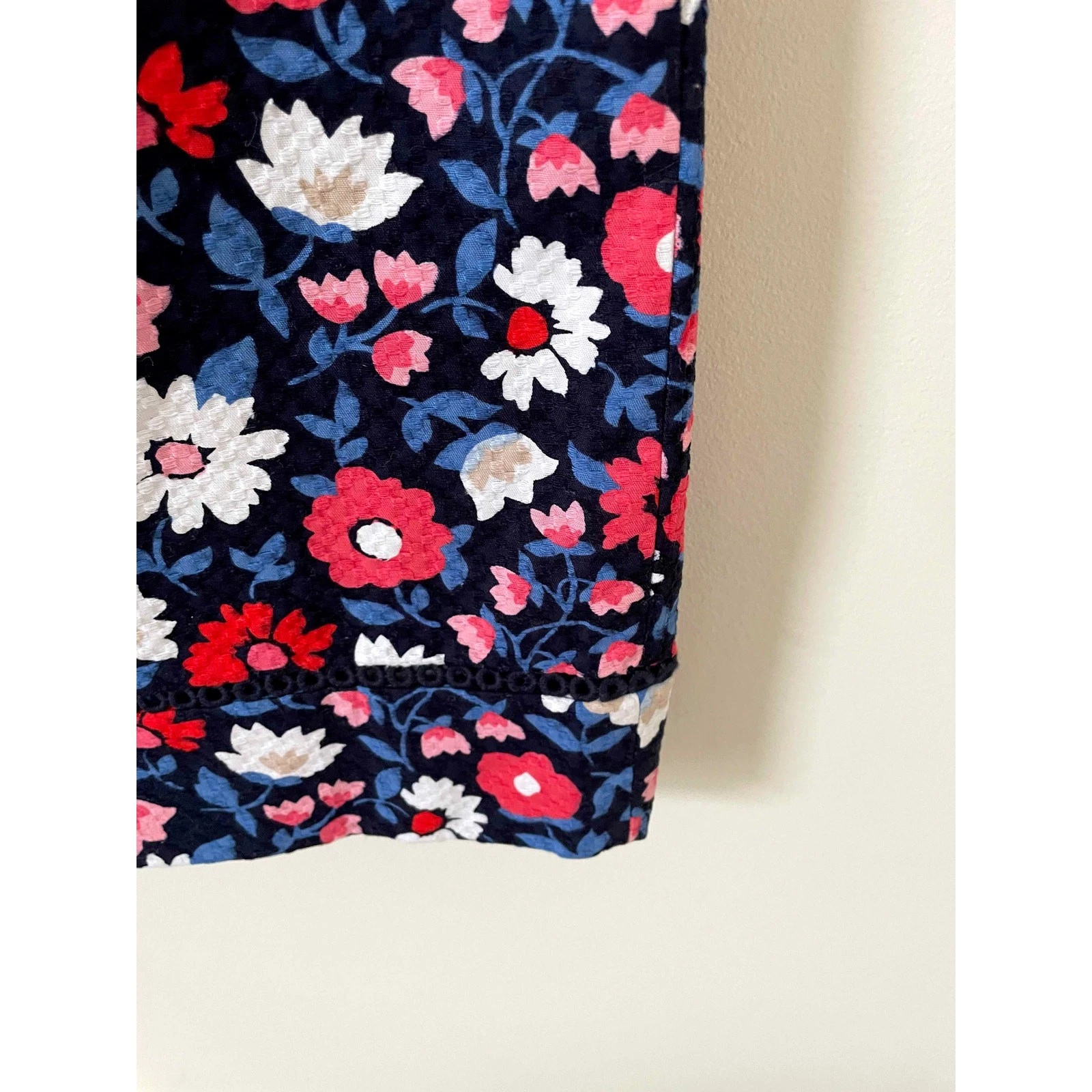 Mini abito tubino senza maniche Kate Spade margherita jacquard blu navy rosa taglia 2