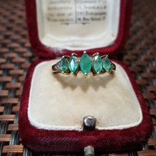 Gold Plated Sterling Silver Ring Brazilian Emeralds Jewellery UK Size M.5 /EU 53
